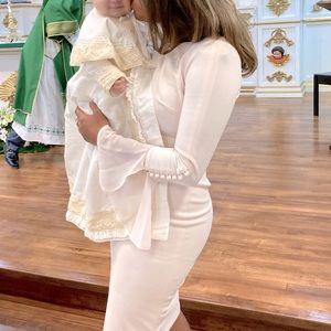 Light pink long sleeve baptism dress